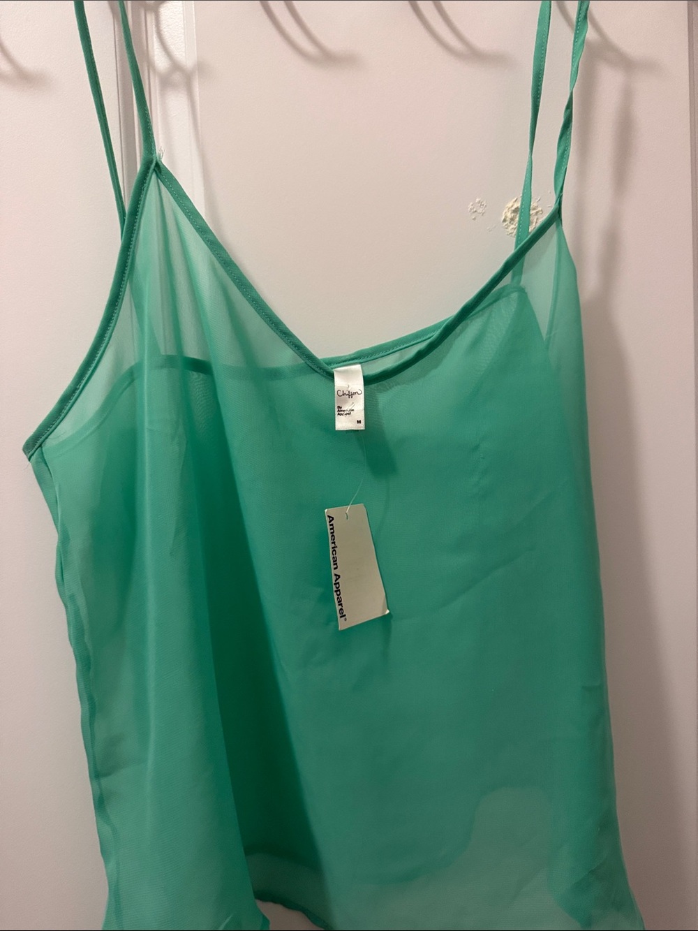 American Apparel Teal Mesh Spaghetti-Strap Cami